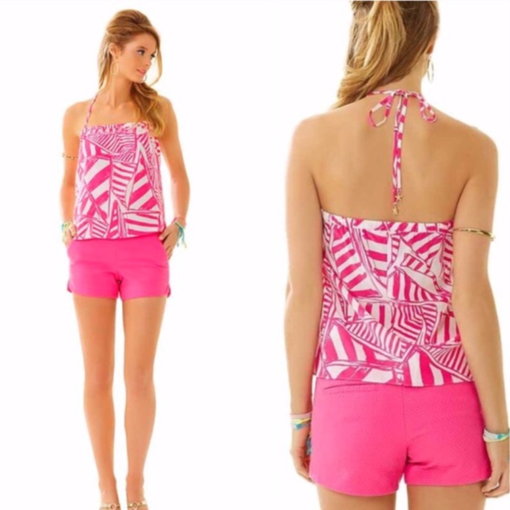 Lilly Pulitzer Pink and White Halter Top